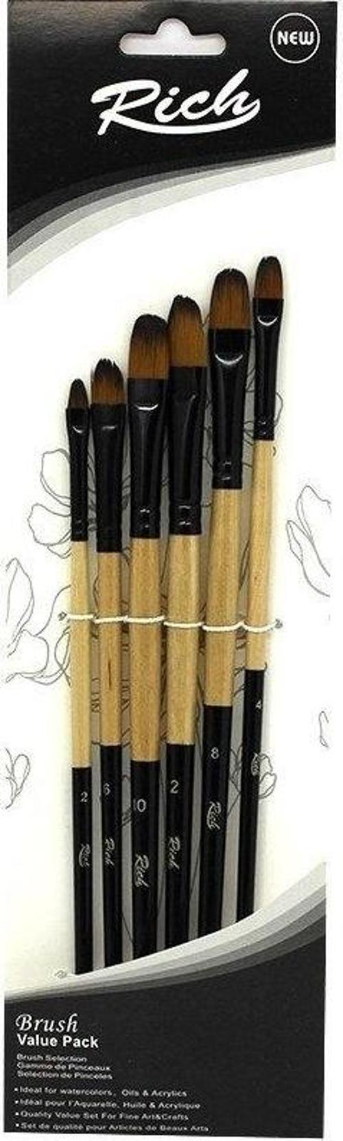 Yeni Seri Kedi Dili Yağlıboya - Akrilik Fırça Seti 6 Lı Set (No : 2,4,6,8,10,12) SET6-70-11220