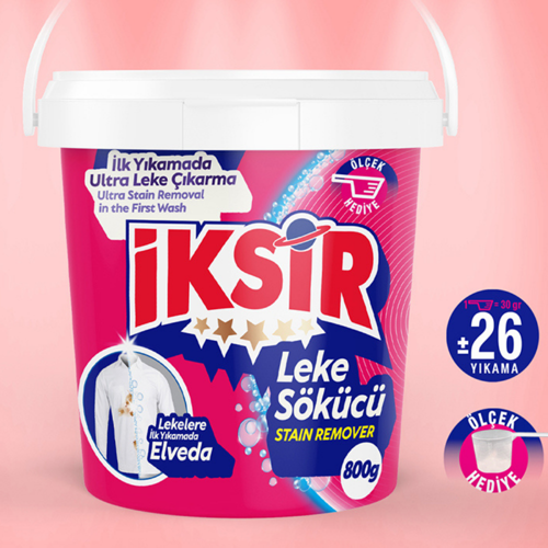 Leke Sökücü 800g (26 Yıkama) – Ultra Güçlü Toz Leke Çıkarıcı | İlk Yıkamada Etki, Ölçek Hediyeli