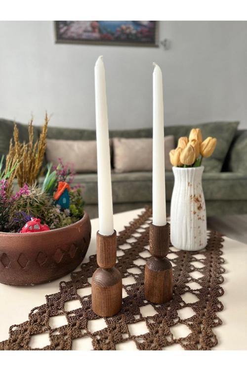 Doğal Ahşap Şamdan , Mumluk (Tekli) Kayın Ağacından