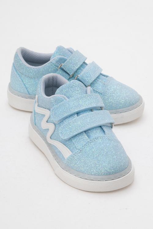 Kız Çocuk Mavi Simli Sneaker Ayakkabı