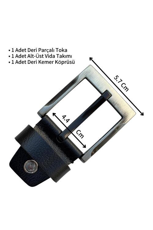 4.5 cm. Yedek Kemer Tokası Vidalı Hakiki Deri Siyah