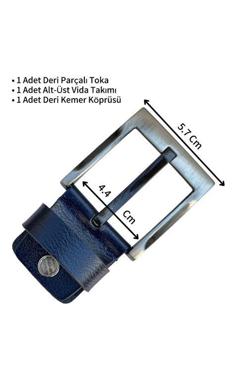 4.5 cm. Yedek Kemer Tokası Vidalı Hakiki Deri Lacivert