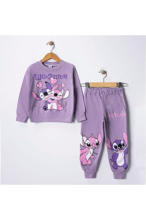 Kız Çocuk Baskılı Sweatshirt Takım