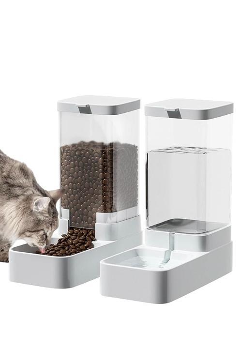 Otomatik Kedi ve Köpek Mama Su Kabı Sebili Pınarı 2'li Set Mama 2.1 Kg Su Kasesi 3.8 L Kapasite