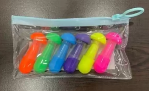 Fosforlu Kalem (İşaret Kalemi) Mantar Şekil Neon Renk Çanta Mini 6 Renk 1908