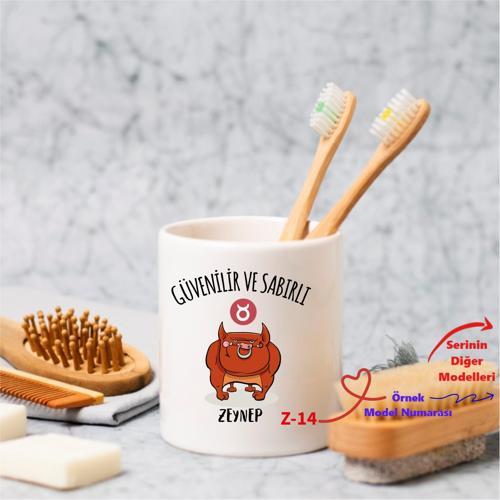 Burç Tasarımlı Kalemlik, Arkadaşa Hediyelik Dekor Diş Fırçalık Z1 Serisi