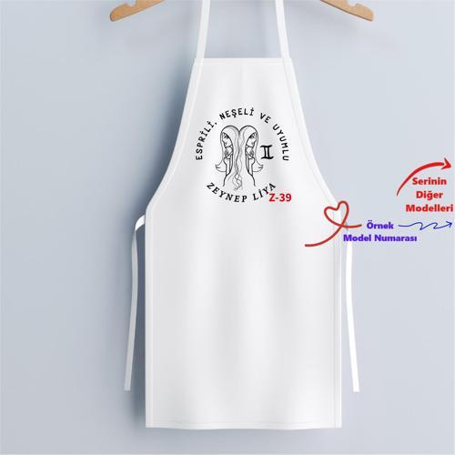 Kişiye Özel Burç Tasarımlı Mutfak Önlüğü, Hediyelik Önlük Z1 Serisi