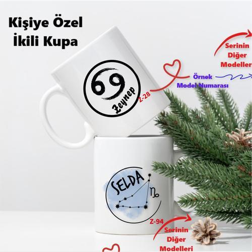 Kişiye Özel İkili Çift Burçlu Kupa Bardaklar, İkili Kupalar, Z1 Serisi