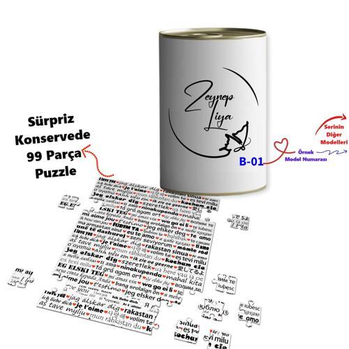 Kişiye Özel İsim Yazılı 99 Parça Puzzle Konservesi B Serisi