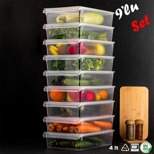 Porsıma 3183 Buzdolabı Duzenleyıcı 4 Lt Seffaf Kapaksız 9 Adet 4308 9 Adet Kapak
