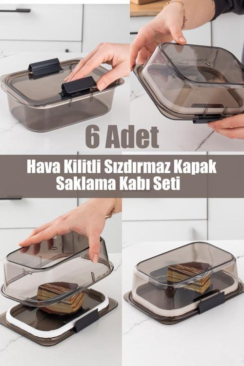 6'lı Kuru Gıda Erzak Saklama Kabı - Meyve & Sebze Saklama Kabı Seti - Kapaklı Beslenme Kabı