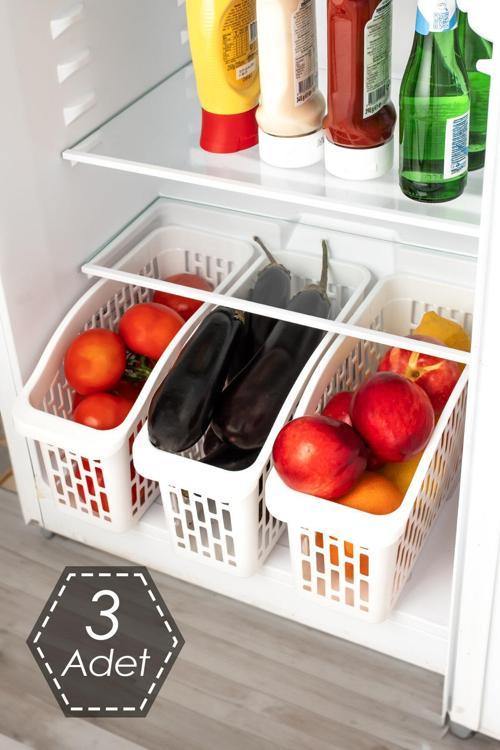 Org-22 3 lü Çok Amaçlı Buzdolabı İçi Düzenleyici Sebze Meyve Organizer Sepet