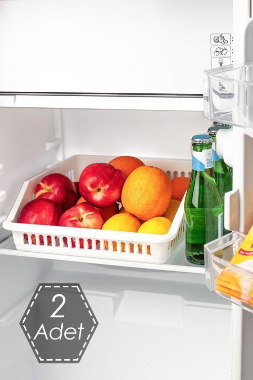 Org-25 2 li Çok Amaçlı Buzdolabı İçi Düzenleyici Sebze Meyve Organizer Sepet