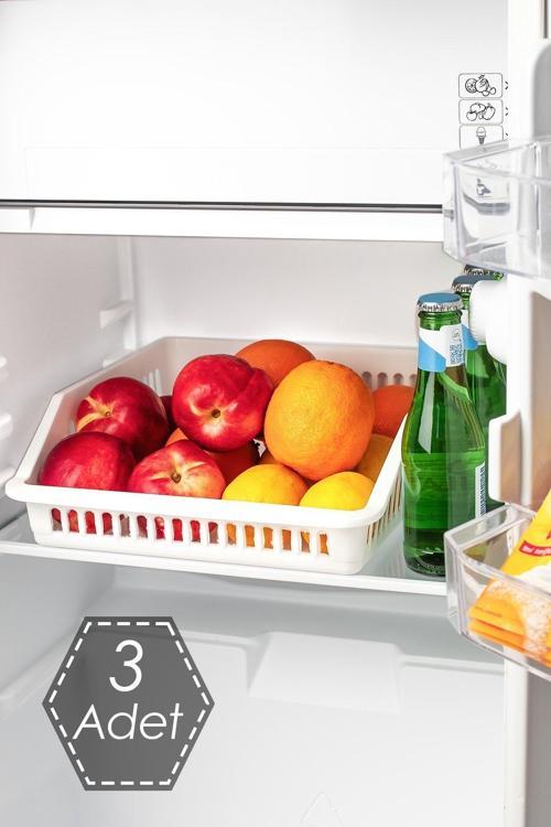Org-25 3 lü Çok Amaçlı Buzdolabı İçi Düzenleyici Sebze Meyve Organizer Sepet