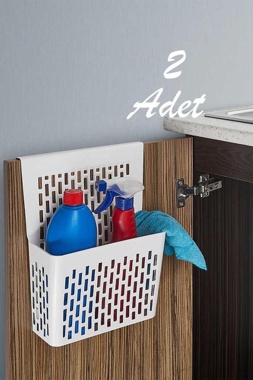 Org-52 2 li Asılabilir Mutfak Banyo Dolap İçi Düzenleyici Organizer Deterjanlık - Beyaz