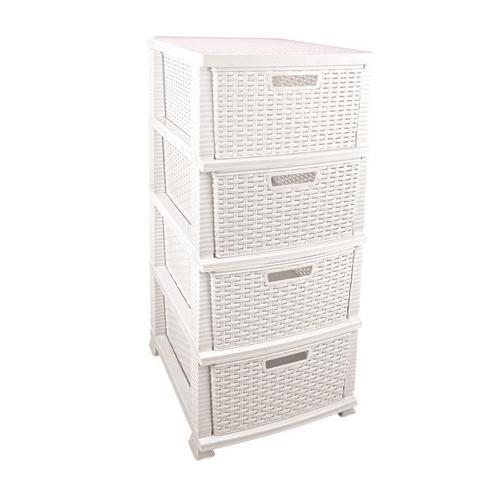SRL-4002 Rattan Hasır Desen Plastik Komidin Mutfak Sebzelik 4 Katlı