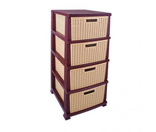 SRL-4002 Rattan Hasır Desen Plastik Komidin Mutfak Sebzelik 4 Katlı