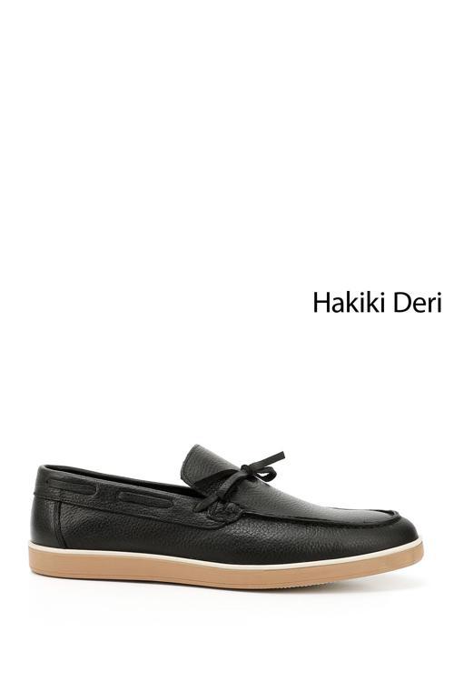 Erkek Siyah Floter Fiyonklu Hakiki Deri Loafer Ayakkabı