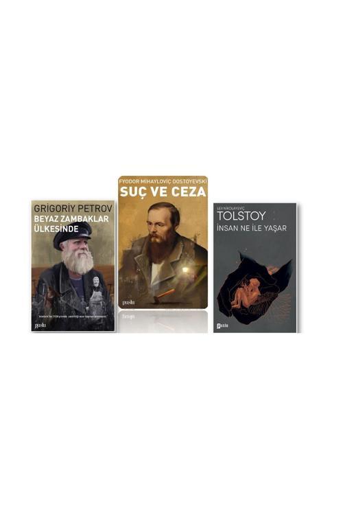 Puslu Yayıncılık Dostoyevski - Suç Ve Ceza - Tolstoy - İnsan Ne İle Yaşar Ve Beyaz Zambaklar Ülkesinde ( 3 Kitap )