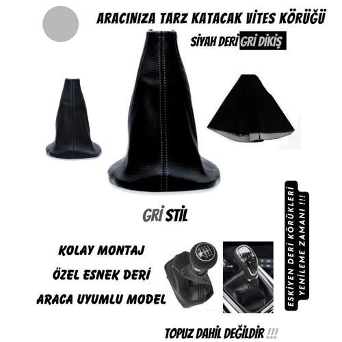 Fiat Doblo 1. Nesil 2001-2010 Uyumlu Gri Dikiş Vites Körüğü ve Direksiyon Kılıfı 2'li Set 