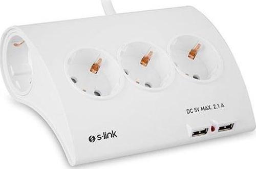 Spg9-5-15 Akım Korumalı ve 2 Adet 2.1A Usb Şarj Soketli Beşli Masaüstü Grup Priz
