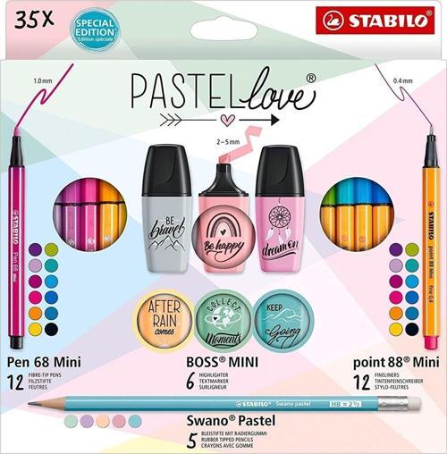 Fosforlu Kalem (İşaret Kalemi) Pastel Love Mini Okul Seti 35 Parça Eo77/5-9