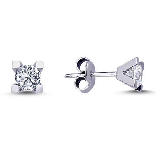 0.20 Ct V Tırnak Tektaş Pırlanta Küpe TKPE15