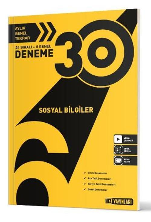 Hız Yayınları 6. Sınıf Sosyal Bilgiler 30 lu Deneme