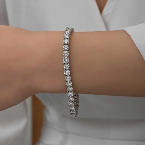 Gümüş 3 mm Beyaz Taşlı Su Yolu Kadın Set