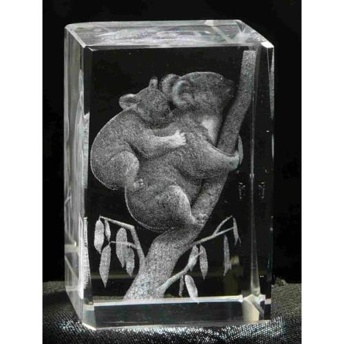 Büro Ev Hediyesi için Kristal Küp İçinde 3D Koala Motifi