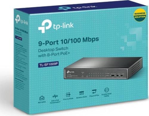 Tl-Sf1009P 8 Port Poe+ 10-100 Mbps Switch Çelik Kasa