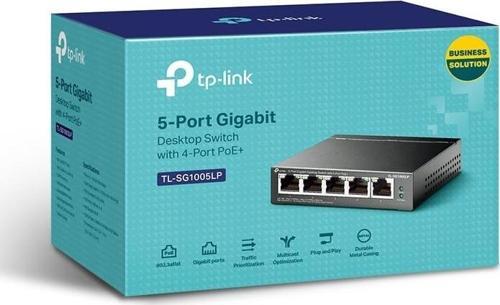 Tl-Sg1005Lp 5 Port 4 Port Poe+ 10-100-1000 Mbps 1 Port Uplink Switch Hub Çelik Kasa