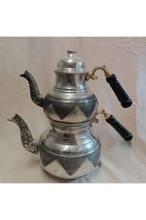 Bakır Çaydanlık İşlemeli Büyük Boy