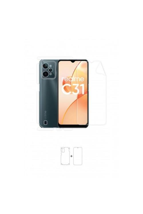 Realme C31 360 ° Full Body Ekran Koruyucu Kaplama Ön Arka Yan Darbe Emici Poliüretan Film