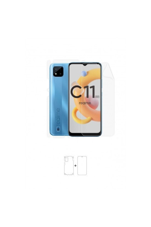 Realme C11 (2021) 360 ° Full Body Ekran Koruyucu Kaplama Ön Arka Yan Darbe Emici Poliüretan Film