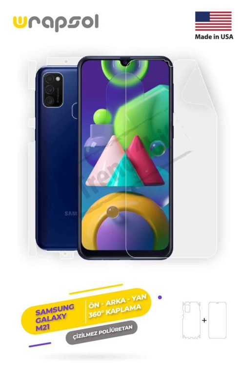 Galaxy M21 360 ° Full Body Ekran Koruyucu Kaplama Ön Arka Yan Darbe Emici Poliüretan Film