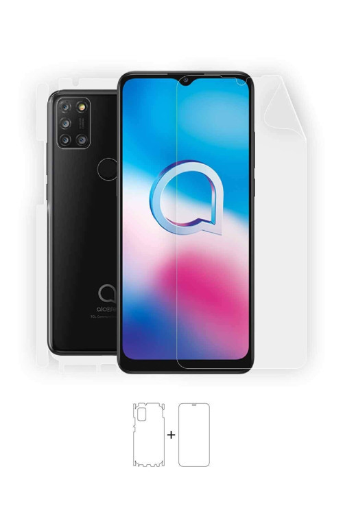 Alcatel 3x 2020 360 ° Full Body Ekran Koruyucu Kaplama Ön Arka Yan Darbe Emici Poliüretan Film