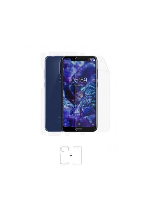 Nokia 5.1 Plus 360 ° Full Body Ekran Koruyucu Kaplama Ön Arka Yan Darbe Emici Poliüretan Film
