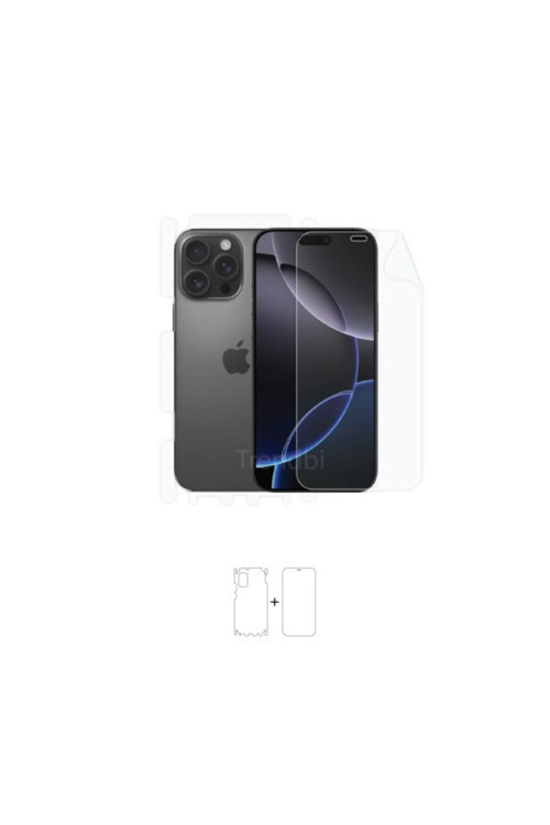 iPhone 16 Pro Max 360° Full Body Ekran Koruyucu Kaplama Ön Arka Yan Darbe Emici Poliüretan Film