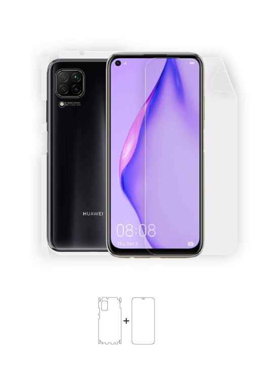 Huawei P40 Lite 360 ° Full Body Ekran Koruyucu Kaplama Ön Arka Yan Darbe Emici Poliüretan Film