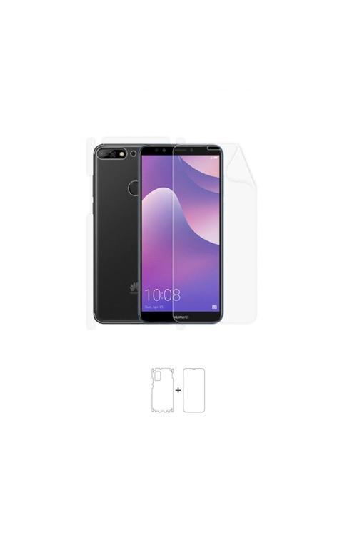 Huawei Y7 2018 360 ° Full Body Ekran Koruyucu Kaplama Ön Arka Yan Darbe Emici Poliüretan Film