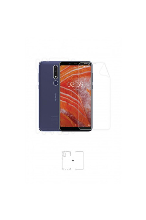 Nokia 3.1 Plus 360 ° Full Body Ekran Koruyucu Kaplama Ön Arka Yan Darbe Emici Poliüretan Film