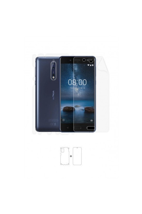 Nokia 8 360 ° Full Body Ekran Koruyucu Kaplama Ön Arka Yan Darbe Emici Poliüretan Film