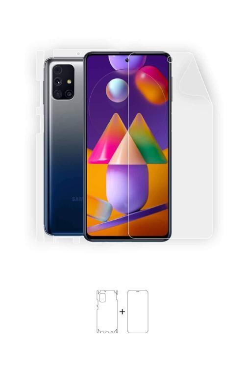 Galaxy M31s 360 ° Full Body Ekran Koruyucu Kaplama Ön Arka Yan Darbe Emici Poliüretan Film