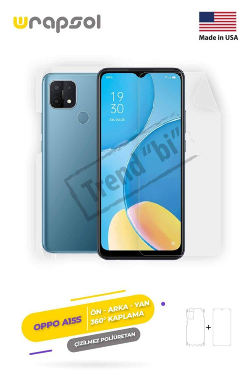 Oppo A15s 360 ° Full Body Ekran Koruyucu Kaplama Ön Arka Yan Darbe Emici Poliüretan Film