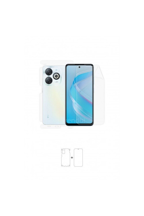 İnfinix Smart 8 Pro 360 ° Full Body Ekran Koruyucu Kaplama Ön Arka Yan Darbe Emici Poliüretan Film