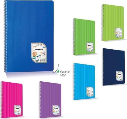 Colormaxi A4 Spiralli Plastik Kapak 96 Yaprak Kareli Defter 96/4 (12 Li Paket)