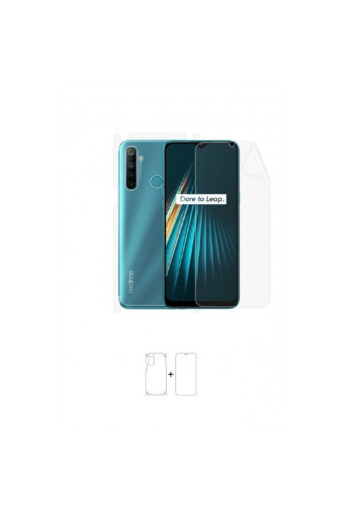 Realme 5i 360 ° Full Body Ekran Koruyucu Kaplama Ön Arka Yan Darbe Emici Poliüretan Film
