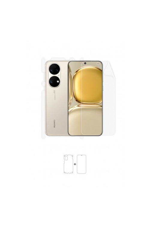 Huawei P50 360 ° Full Body Ekran Koruyucu Kaplama Ön Arka Yan Darbe Emici Poliüretan Film