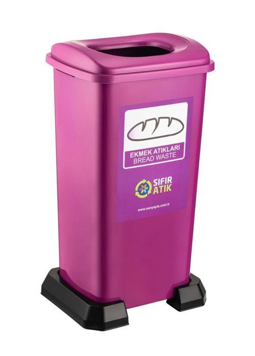 SY-4398 Sıfır Atık Ekmek Geri Dönüşüm Çöp Kutusu 70 lt Mor